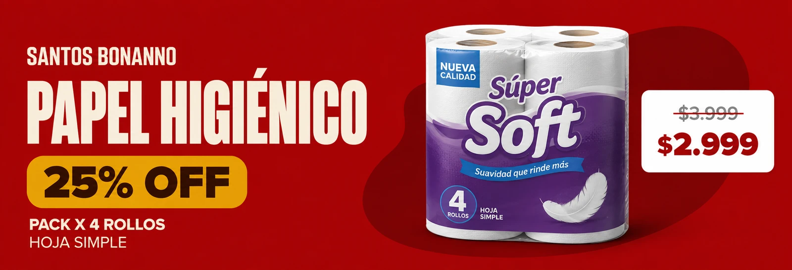 Papel higiénico x4 rollos